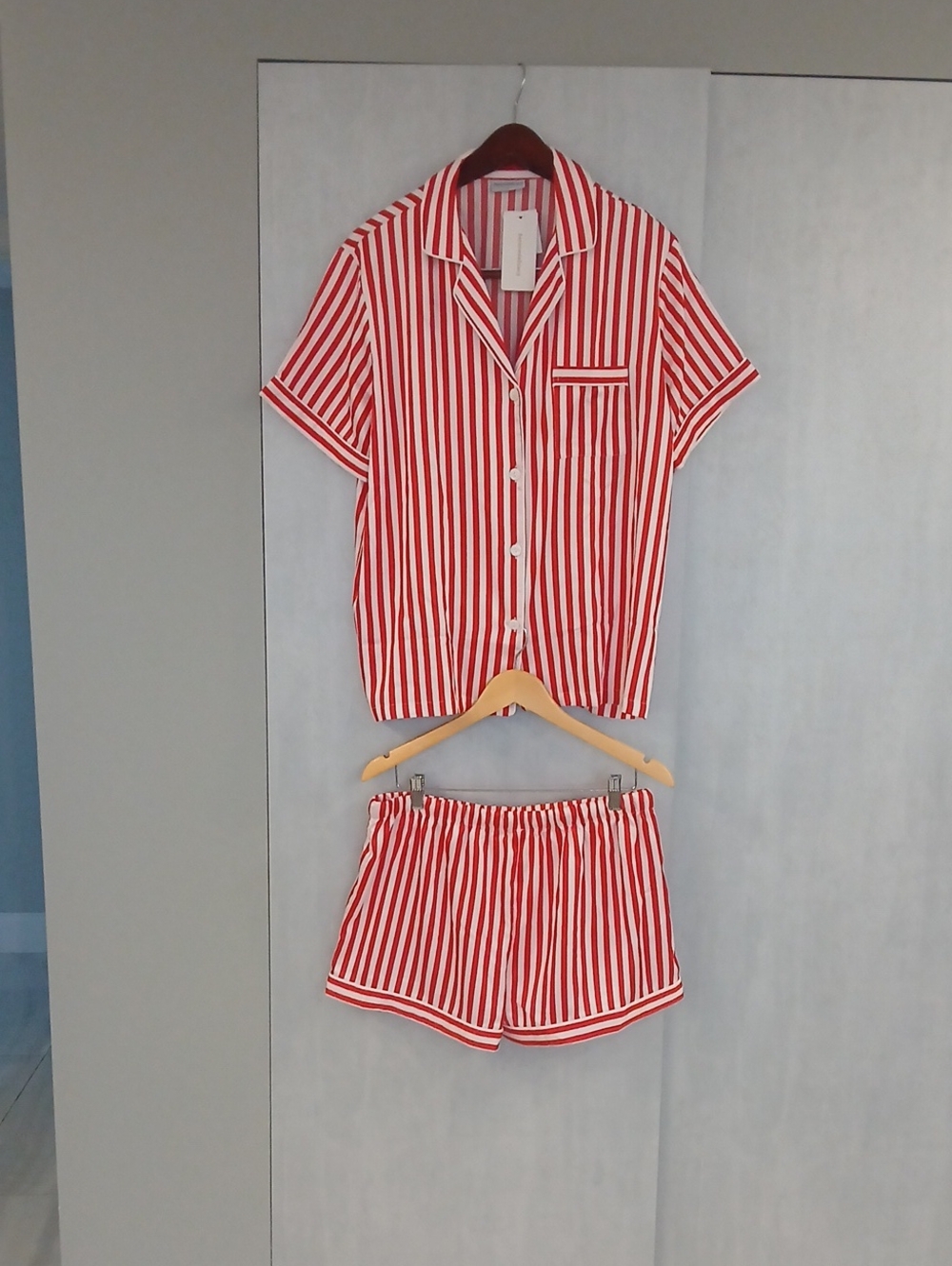 Delicacy Red and White Striped Short Pajama Set